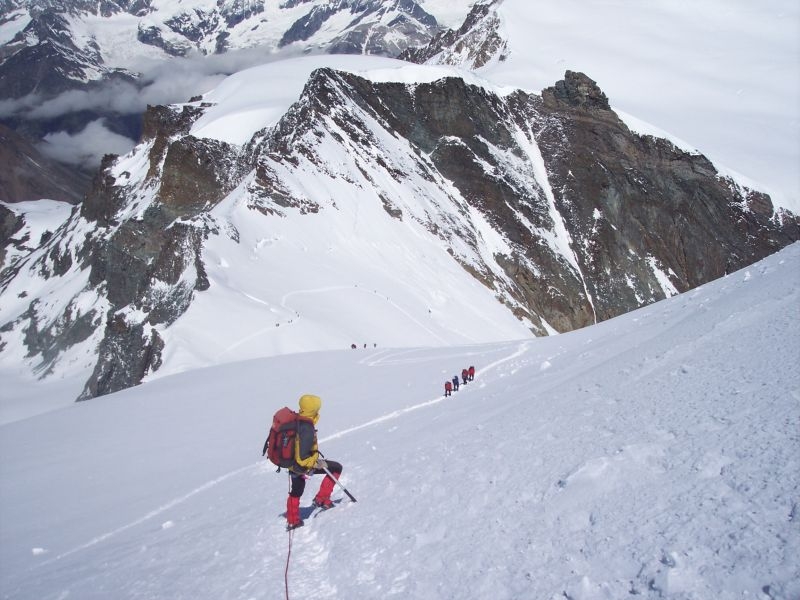 Discesa dall'Allalinhorn
